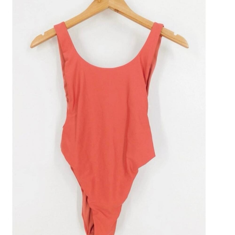 Aerie Scoop Neck One Piece Minimalist Swimsuit Open Back Orange Size m - Picture 2 of 4